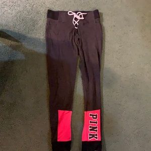 Victoria Secret Pink Dark Gray Lace-Up  Medium Leggings